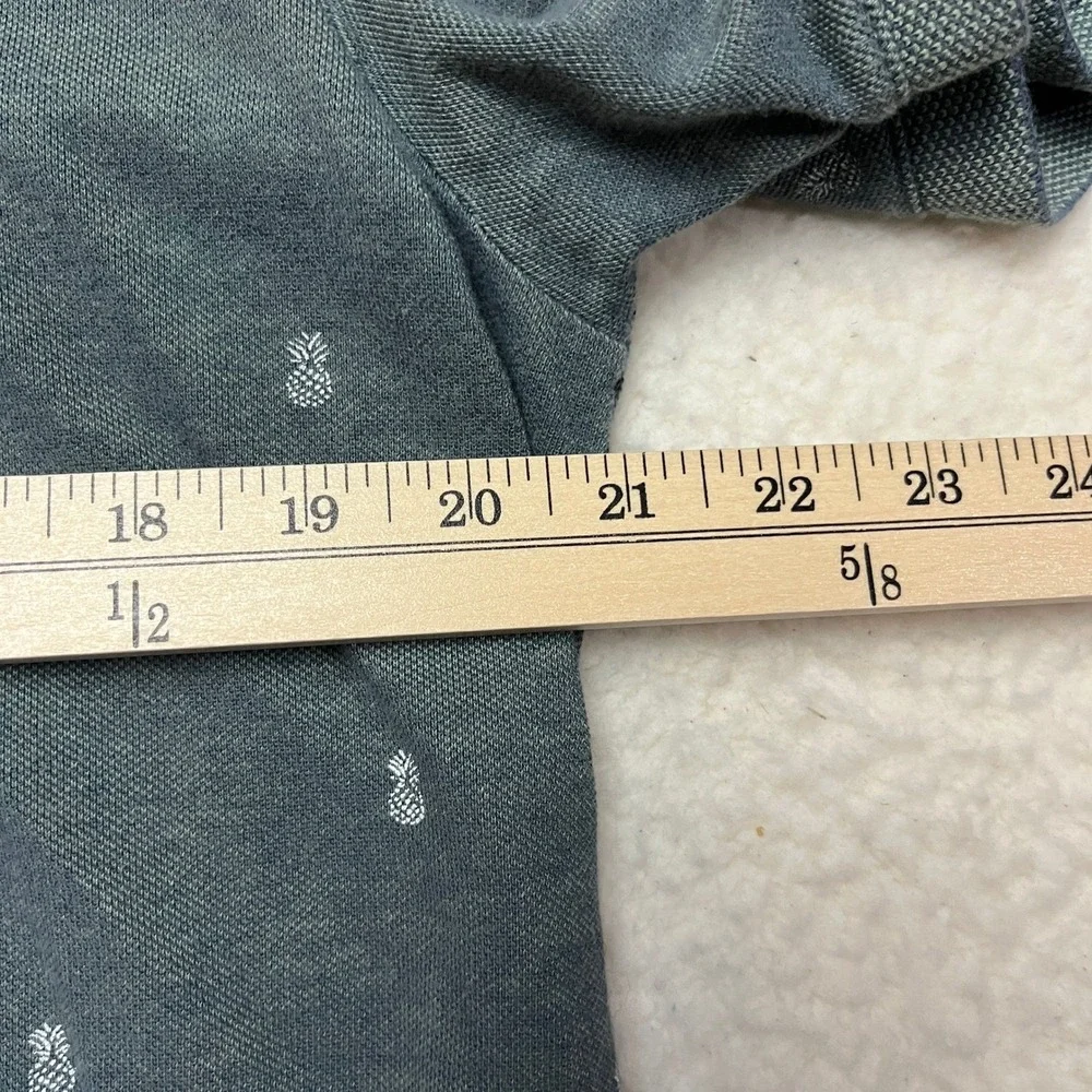 Banana Republic Polo Mens L Grey Tropical‎ Pineapple Organic Cotton Pique Shirt